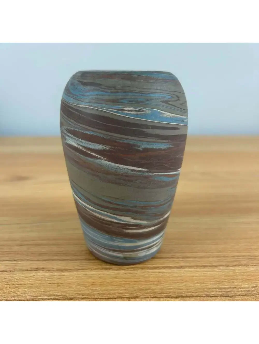 Niloak Art Pottery 1920s Brown Blue Mission Swirl Arts And Crafts Vase 4.5